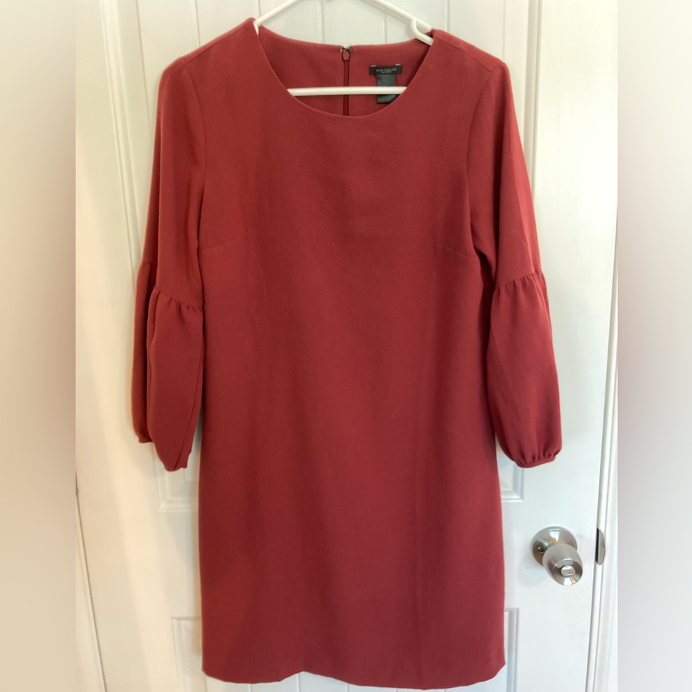 Ann Taylor Factory | Red Sheath Dress 3/4 Sleeves